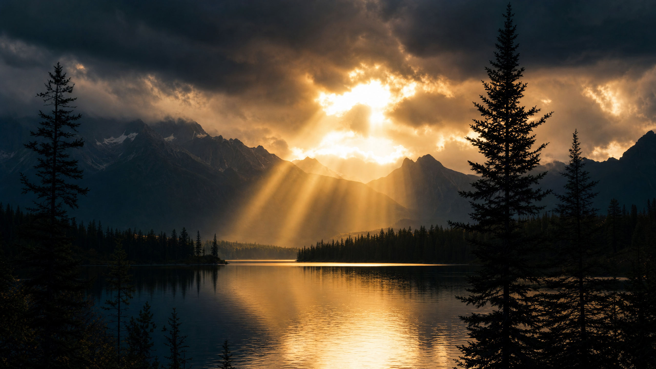 Golden light breaking through darkness representing hope